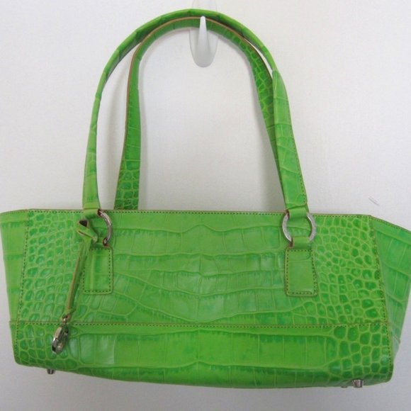 Monsac Handbags - Monsac Green Embossed Leather Shoulder Bag